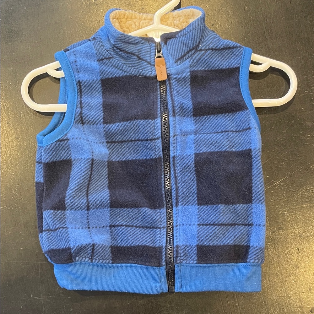 Blue Plaid Fleece Vest